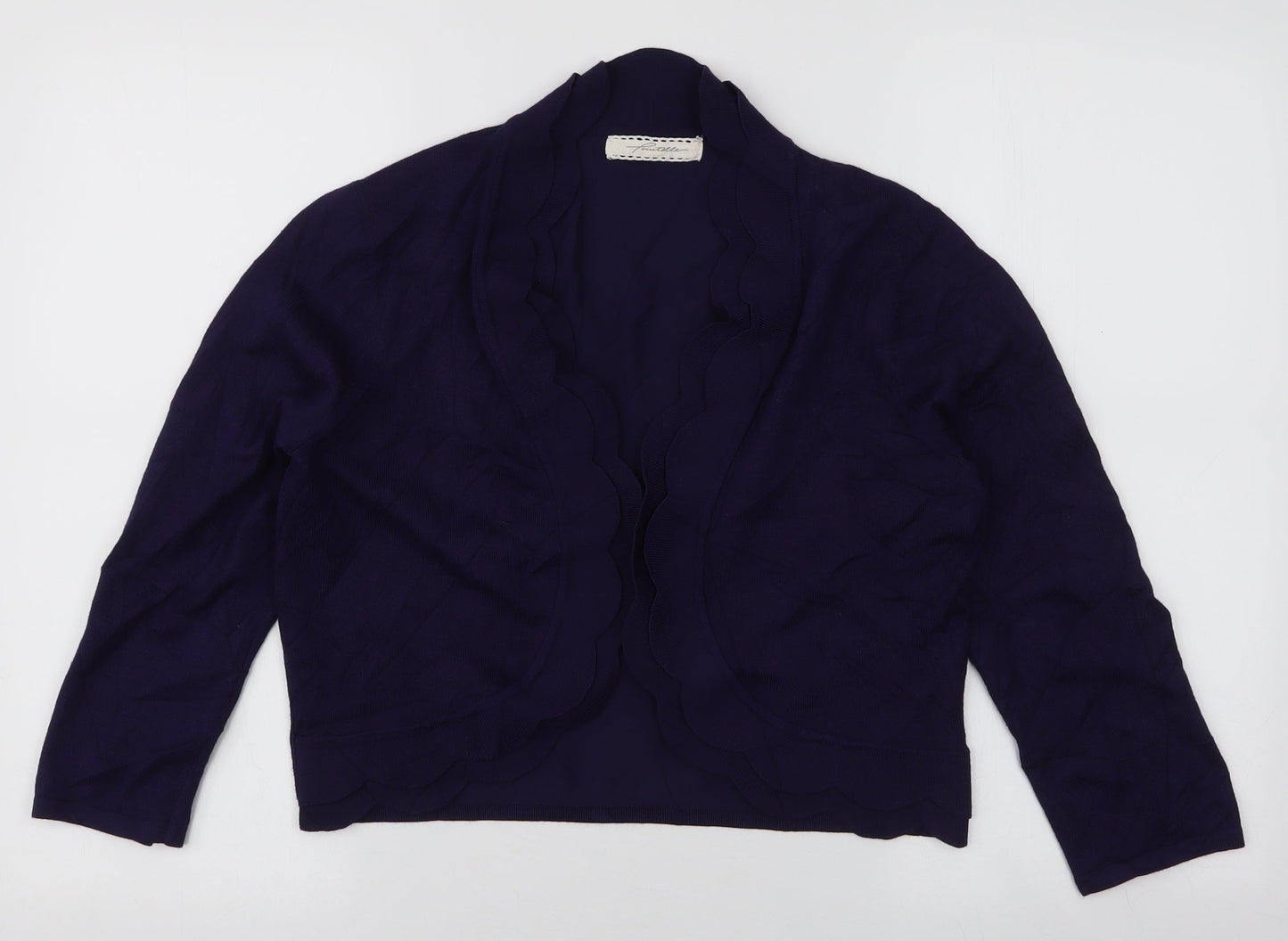 Pointelle Womens Blue V-Neck  Viscose Cardigan Jumper Size M