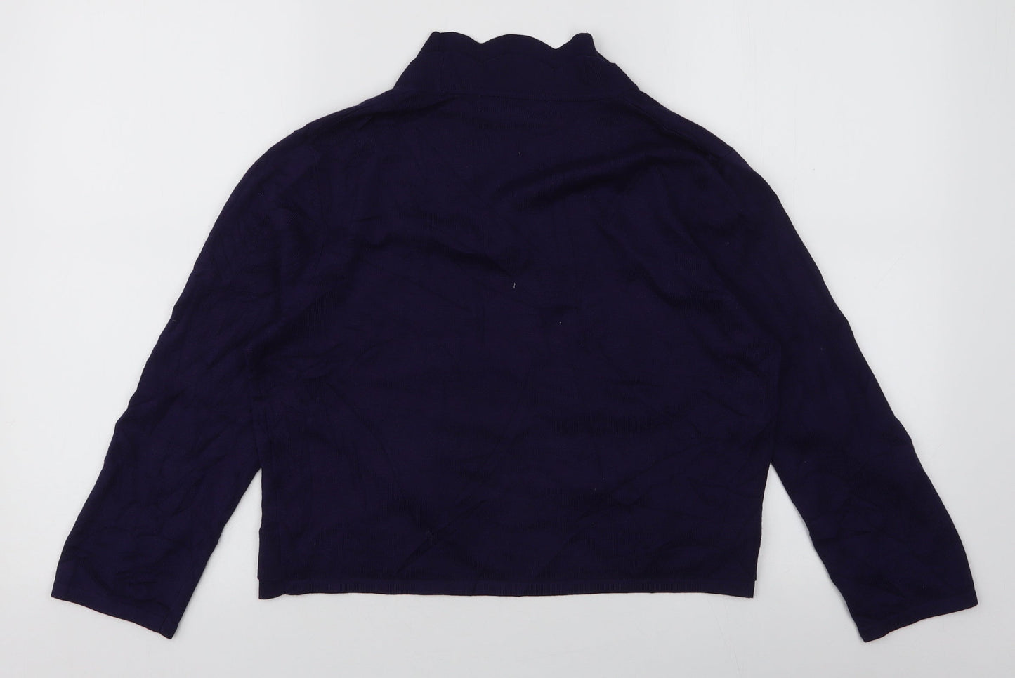 Pointelle Womens Blue V-Neck  Viscose Cardigan Jumper Size M