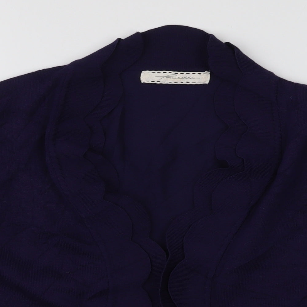 Pointelle Womens Blue V-Neck  Viscose Cardigan Jumper Size M