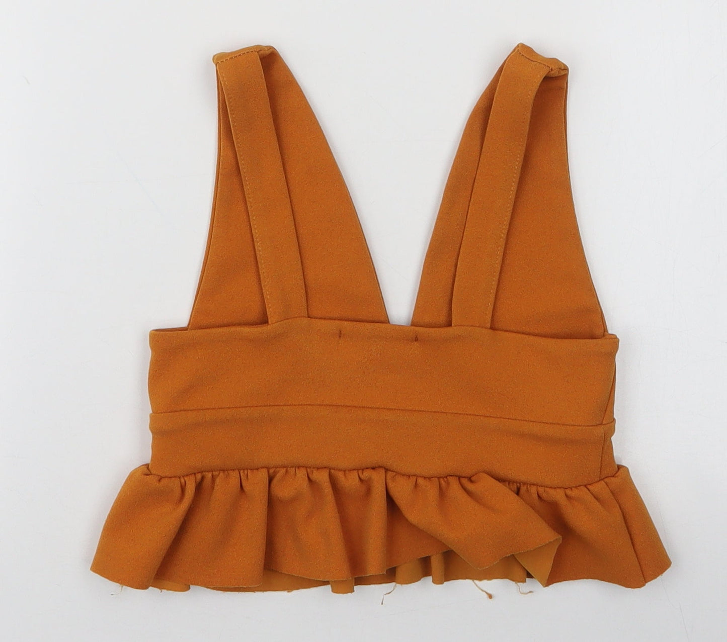 Prague Womens Yellow  Polyester Cropped Blouse Size 6 V-Neck