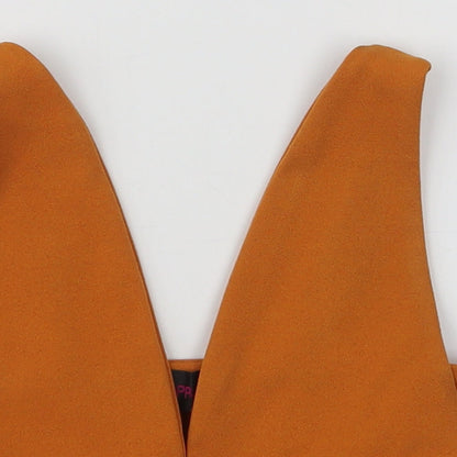 Prague Womens Yellow  Polyester Cropped Blouse Size 6 V-Neck