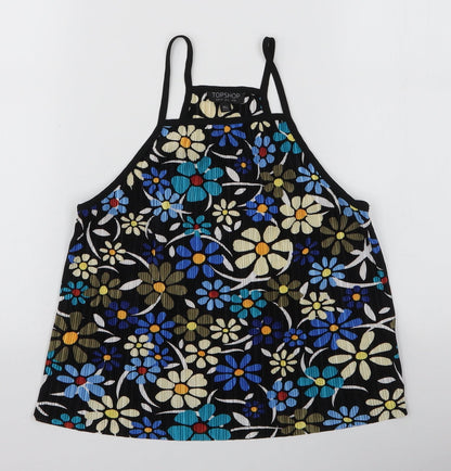 Topshop Womens Multicoloured Floral Polyester Camisole Blouse Size 6 High Neck