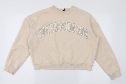 H&M Womens Beige  Cotton Pullover Sweatshirt Size M  Pullover - Compassionate