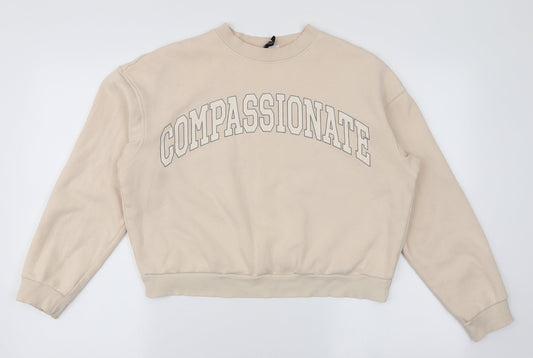 H&M Womens Beige  Cotton Pullover Sweatshirt Size M  Pullover - Compassionate