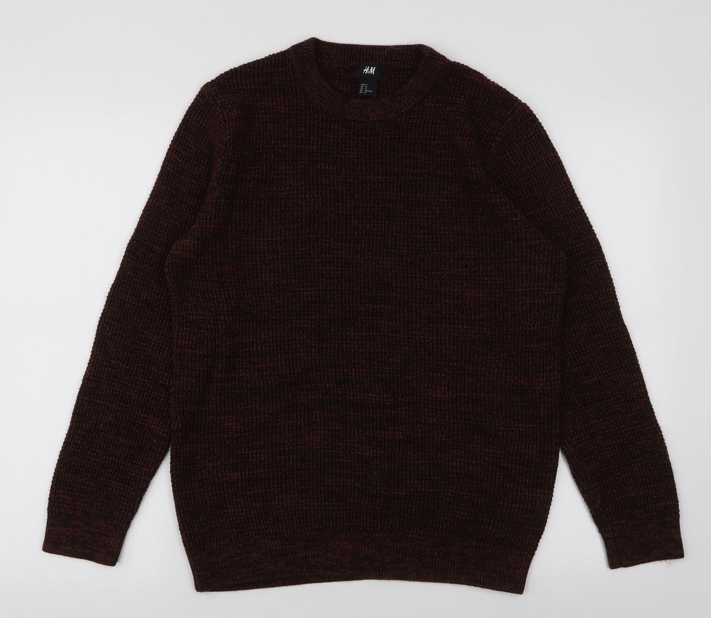 H&M Mens Brown Round Neck  Acrylic Pullover Jumper Size M