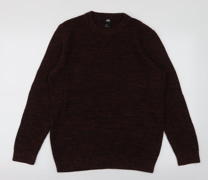 H&M Mens Brown Round Neck  Acrylic Pullover Jumper Size M