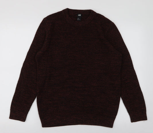 H&M Mens Brown Round Neck  Acrylic Pullover Jumper Size M