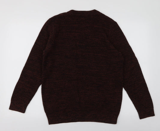 H&M Mens Brown Round Neck  Acrylic Pullover Jumper Size M