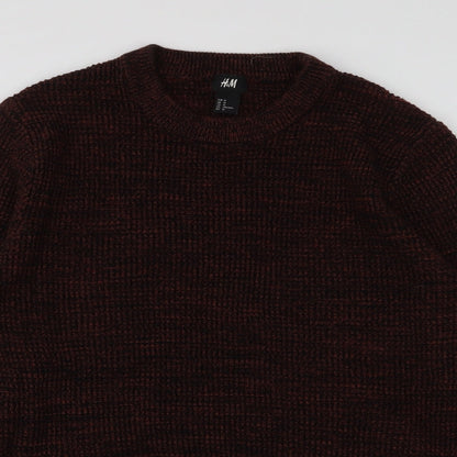 H&M Mens Brown Round Neck  Acrylic Pullover Jumper Size M