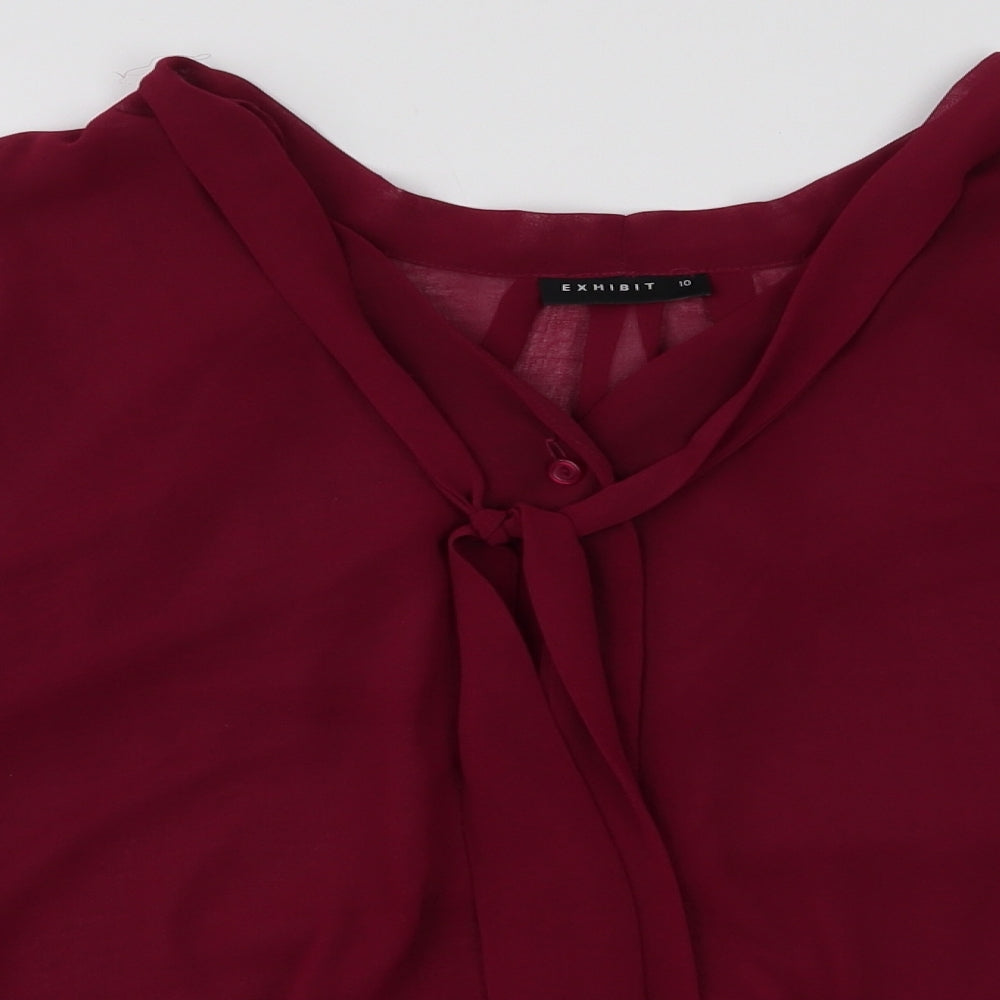 Womens UK Size 10 Exhibit Red Basic Blouse