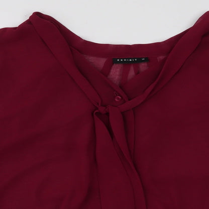 Womens UK Size 10 Exhibit Red Basic Blouse