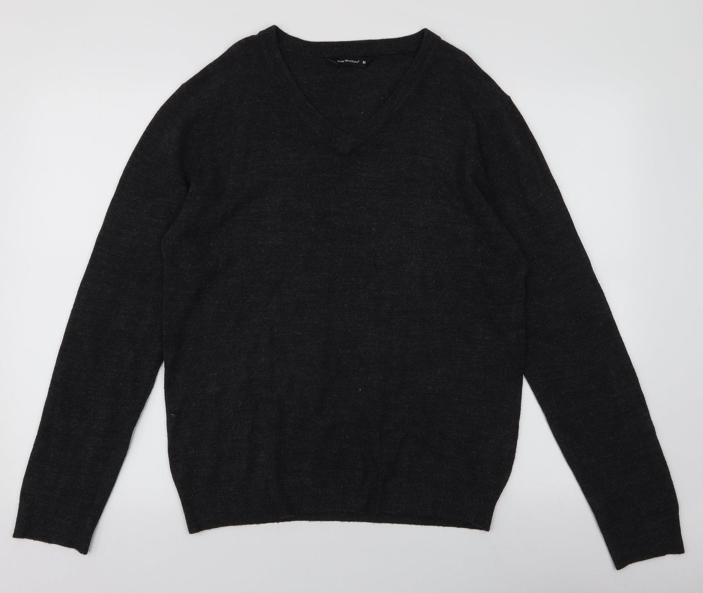 Cedar Wood State Mens Grey V-Neck  Acrylic Pullover Jumper Size M