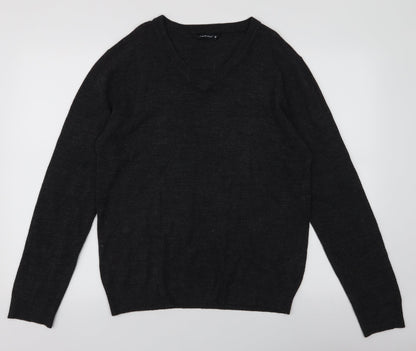 Cedar Wood State Mens Grey V-Neck  Acrylic Pullover Jumper Size M