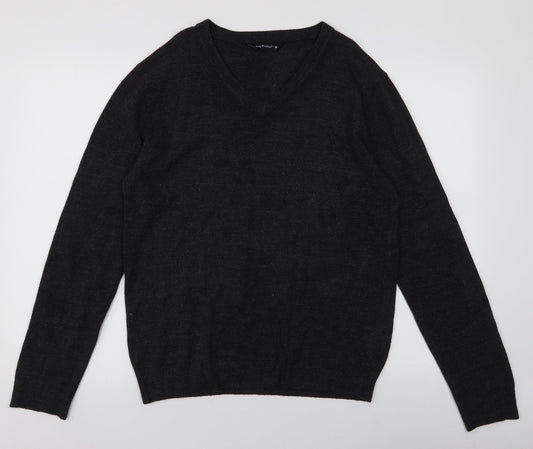 Cedar Wood State Mens Grey V-Neck  Acrylic Pullover Jumper Size M