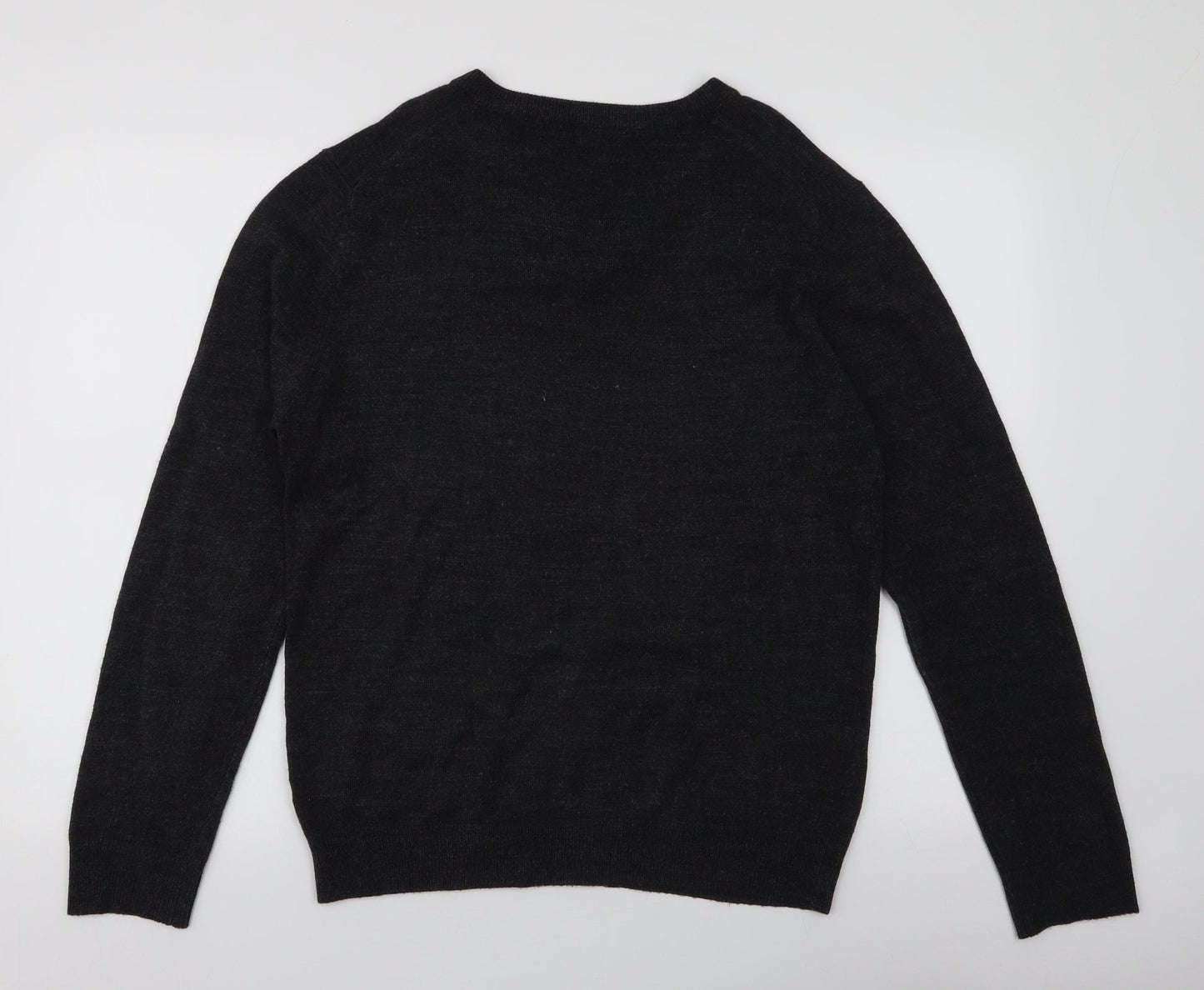 Cedar Wood State Mens Grey V-Neck  Acrylic Pullover Jumper Size M