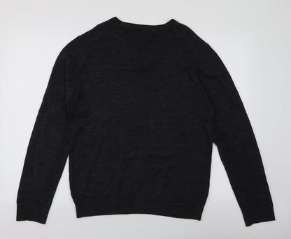 Cedar Wood State Mens Grey V-Neck  Acrylic Pullover Jumper Size M