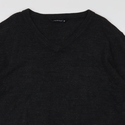 Cedar Wood State Mens Grey V-Neck  Acrylic Pullover Jumper Size M