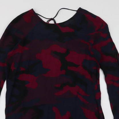Zara Womens Multicoloured Camouflage Polyester A-Line  Size S  Round Neck Tie