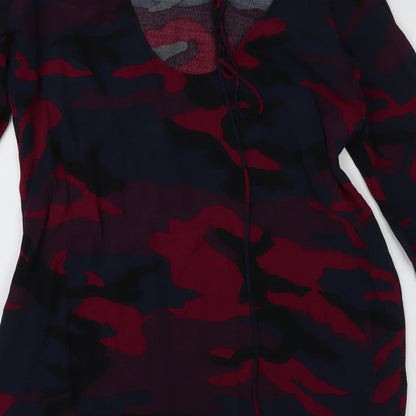 Zara Womens Multicoloured Camouflage Polyester A-Line  Size S  Round Neck Tie