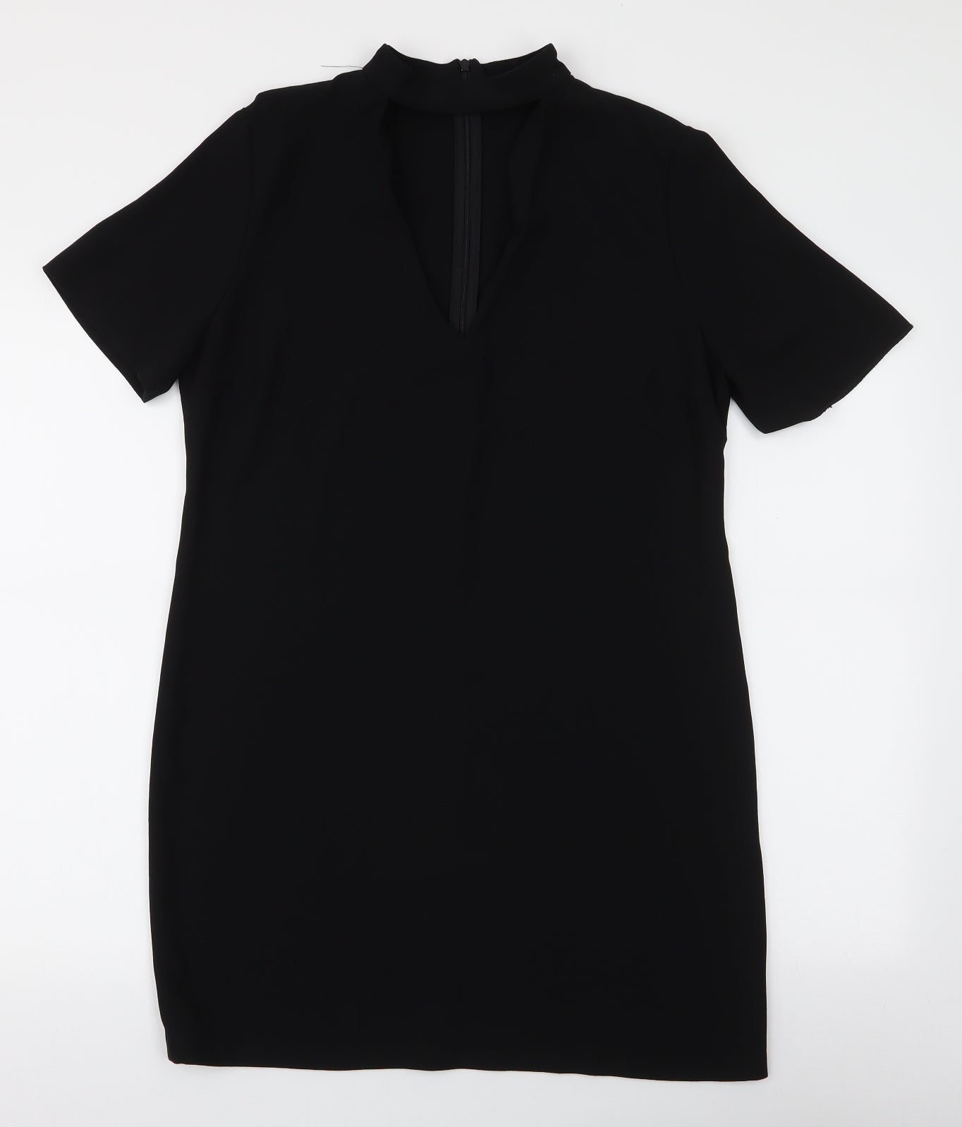 Zara Womens Black  Polyester A-Line  Size M  V-Neck Zip