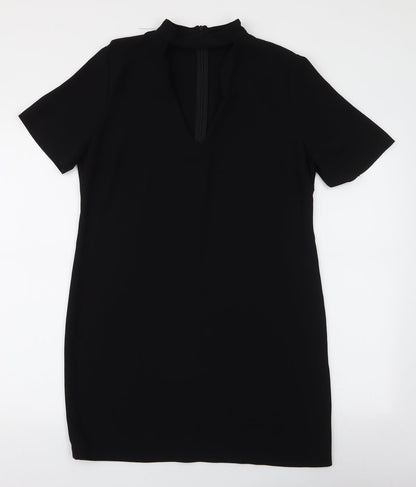 Zara Womens Black  Polyester A-Line  Size M  V-Neck Zip