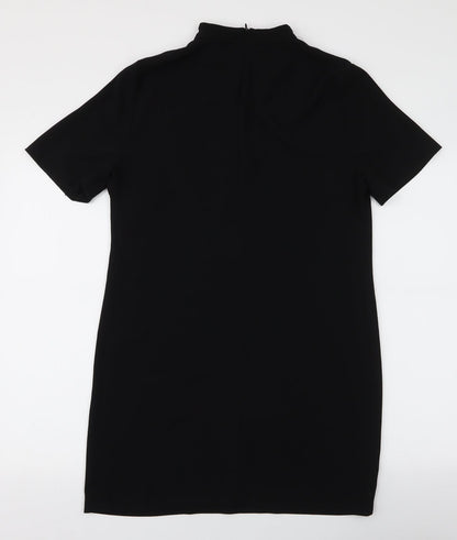 Zara Womens Black  Polyester A-Line  Size M  V-Neck Zip