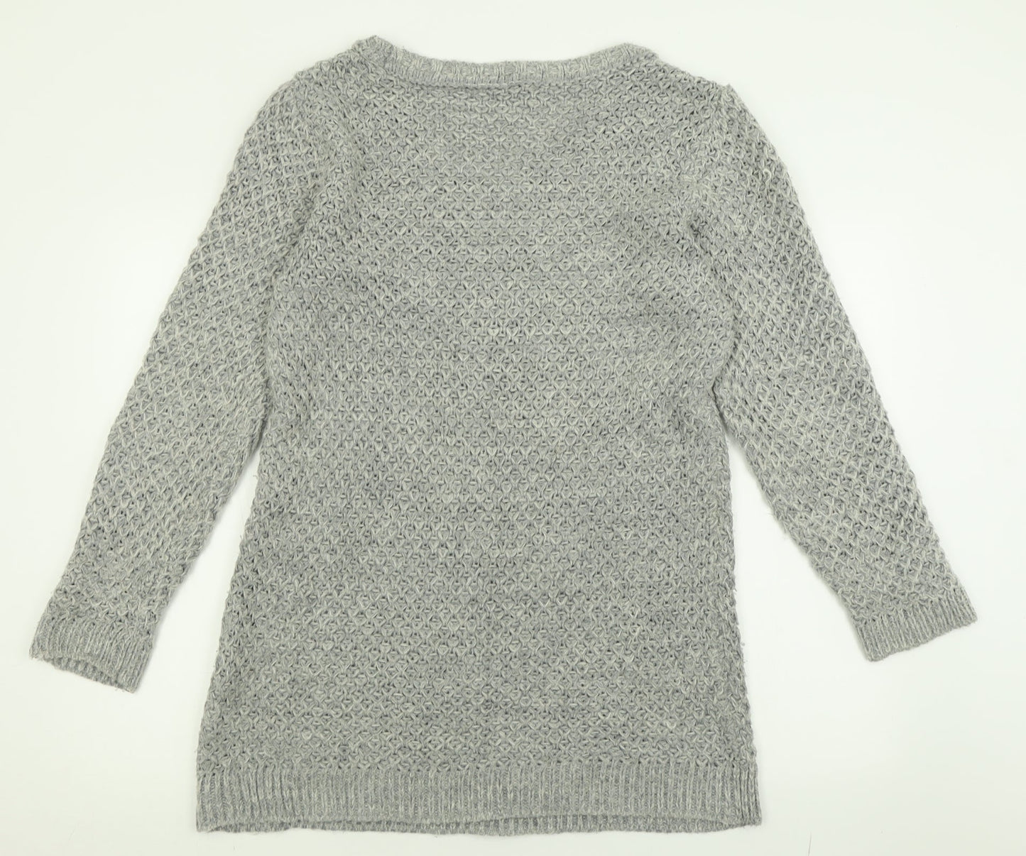 George Womens Grey Crew Neck  Acrylic Tunic Jumper Size 10