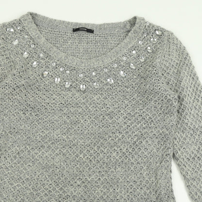 George Womens Grey Crew Neck  Acrylic Tunic Jumper Size 10