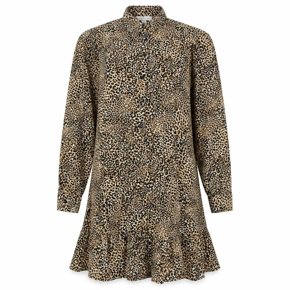 Topshop Womens Brown Animal Print Polyester Fit & Flare  Size 8  Collared Zip
