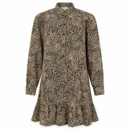 Topshop Womens Brown Animal Print Polyester Fit & Flare  Size 8  Collared Zip