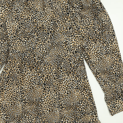 Topshop Womens Brown Animal Print Polyester Fit & Flare  Size 8  Collared Zip