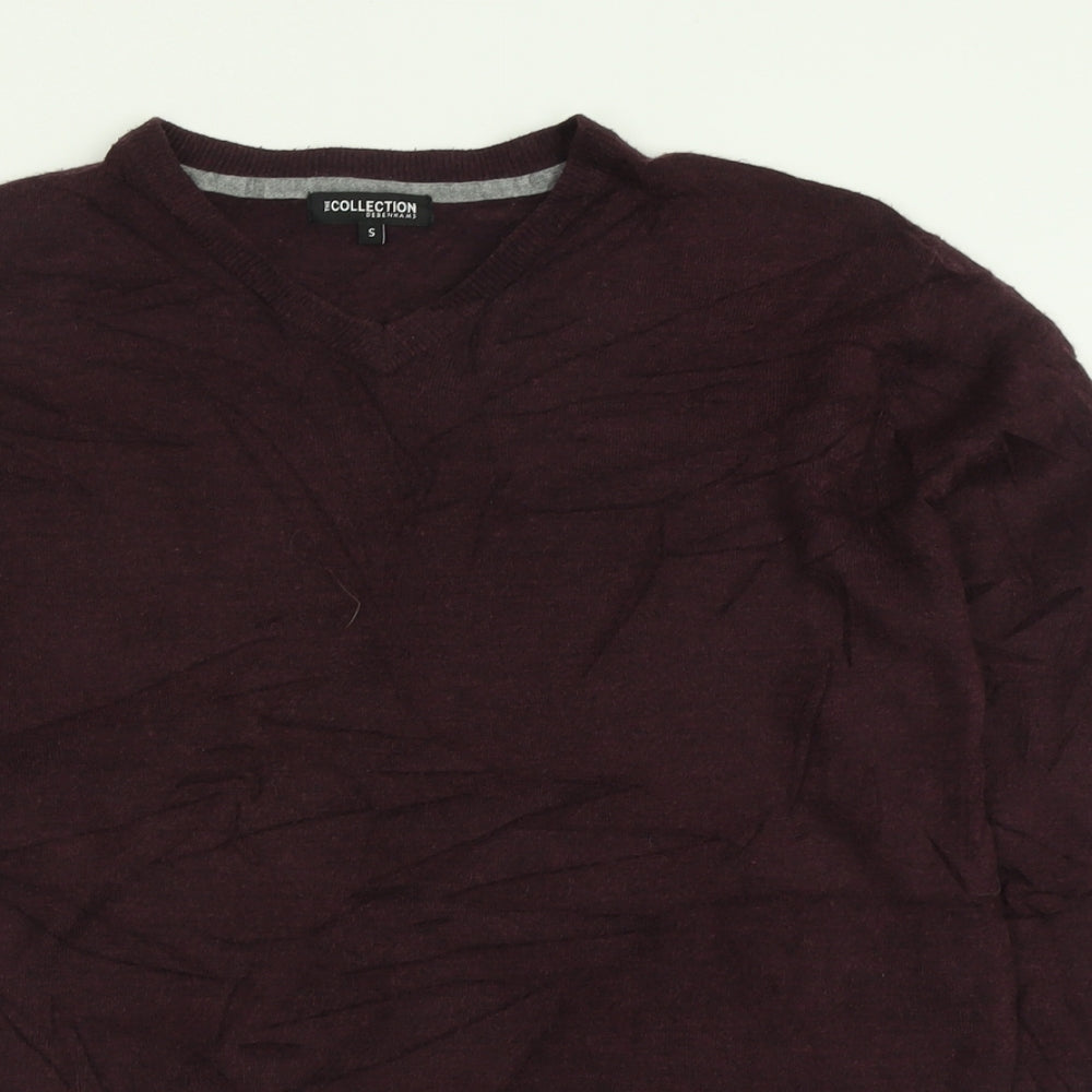 Debenhams Mens Purple V-Neck  Acrylic Pullover Jumper Size S