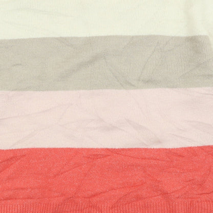 Nutmeg Womens Pink Crew Neck Striped Acrylic Pullover Jumper Size 10