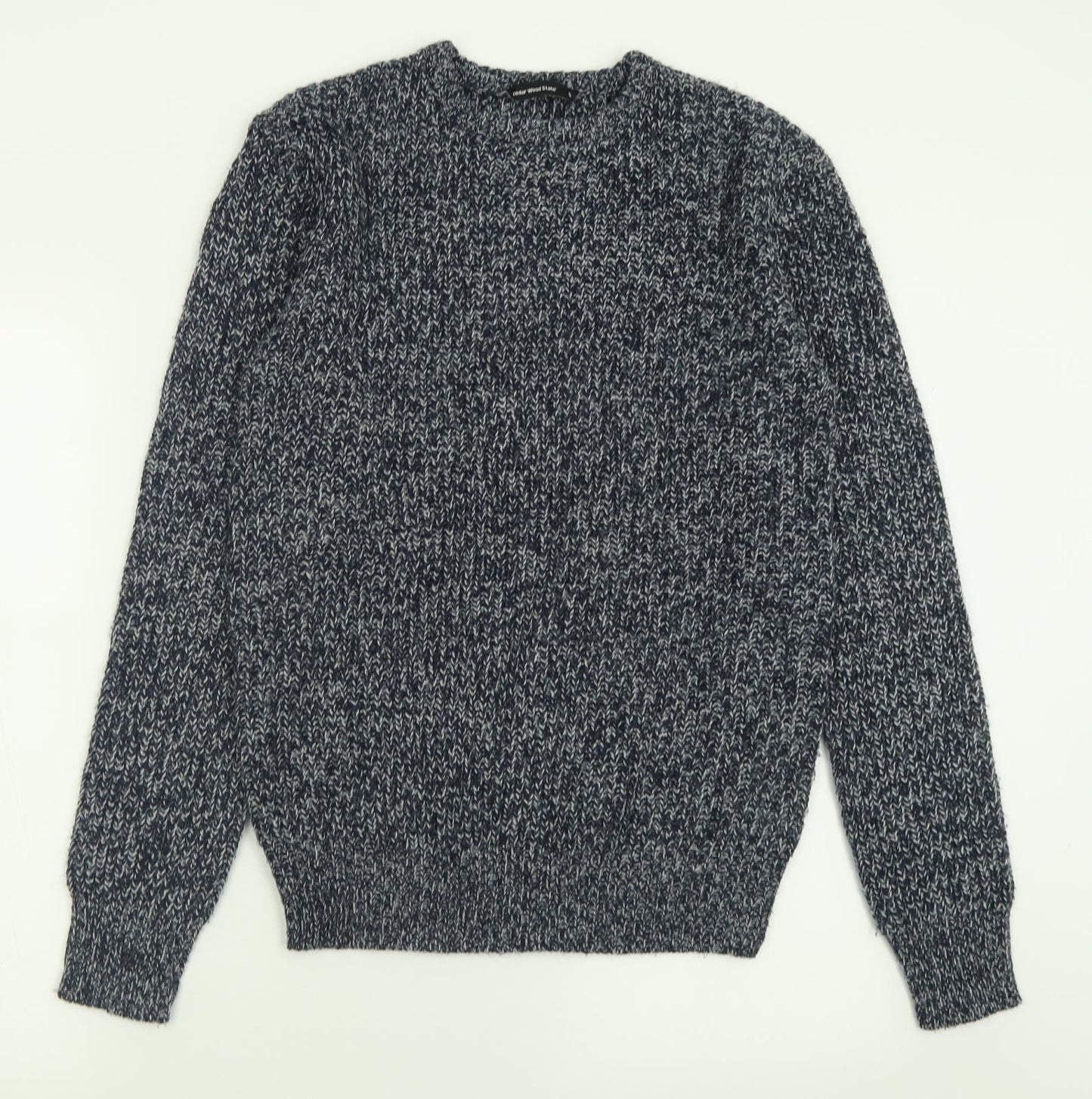 Cedar Wood State Mens Blue Crew Neck  Acrylic Pullover Jumper Size S