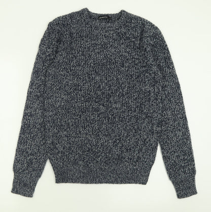 Cedar Wood State Mens Blue Crew Neck  Acrylic Pullover Jumper Size S