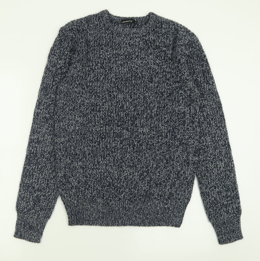 Cedar Wood State Mens Blue Crew Neck  Acrylic Pullover Jumper Size S