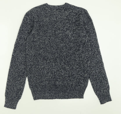 Cedar Wood State Mens Blue Crew Neck  Acrylic Pullover Jumper Size S