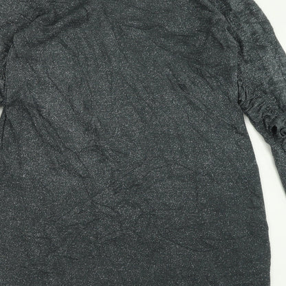 TU Womens Silver  Acrylic Tunic T-Shirt Size 8 Crew Neck - Frill sleeve