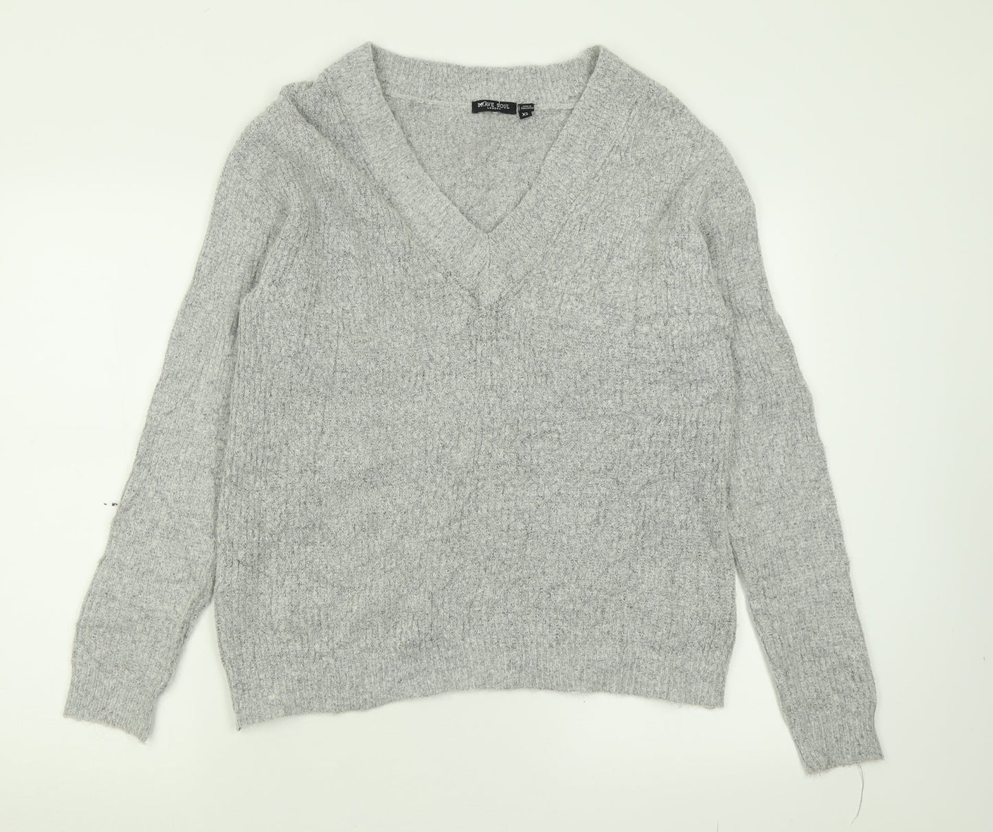 Womens UK Size XS Brave Soul Grey Pullover Jumper