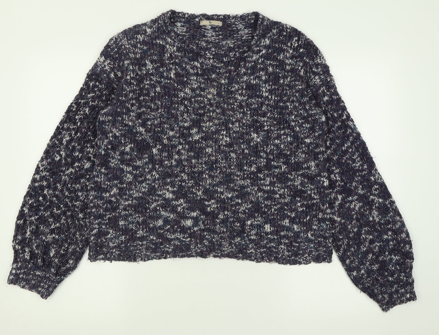 TU Womens Purple Crew Neck  Polyester Pullover Jumper Size 12