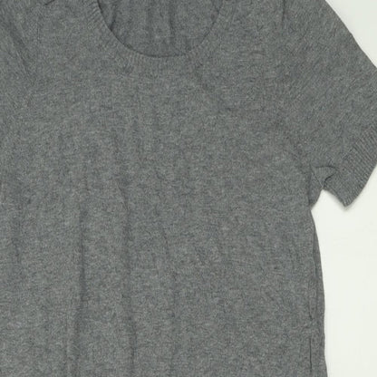 Topshop Womens Grey Floral Cotton Jumper Dress  Size 8  Crew Neck Pullover
