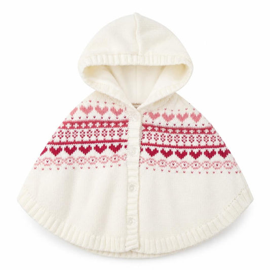 Matalan Girls White Geometric Cotton Cape Jumper Size 3-6 Months  Button