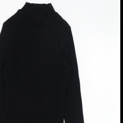 Primark Womens Black Mock Neck  Viscose Pullover Jumper Size 10