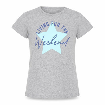 Front view of Primark girls’ grey cotton basic t-shirt, size 7-8, years round neck pullover