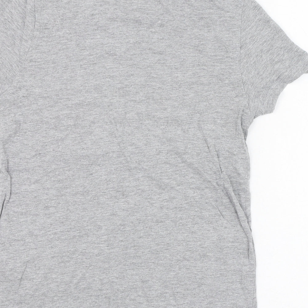 Brand and care label for Primark girls’ grey cotton basic t-shirt, size 7-8, years round neck pullover