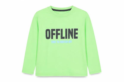 Front view of Dunnes boys’ green cotton basic t-shirt, size 7-8, years round neck pullover