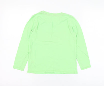Back view of Dunnes boys’ green cotton basic t-shirt, size 7-8, years round neck pullover