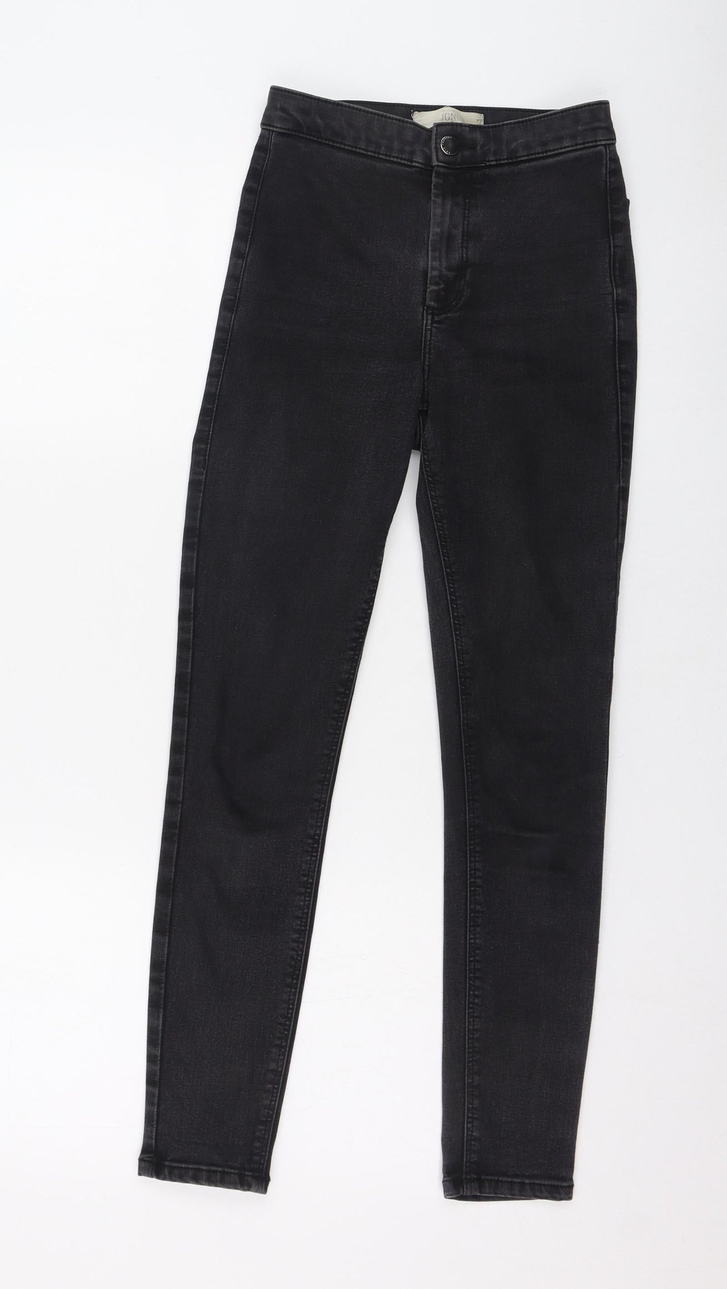 Topshop Womens Black  Cotton Skinny Jeans Size 25 L30 in Regular Zip