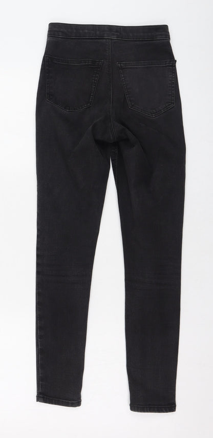 Topshop Womens Black  Cotton Skinny Jeans Size 25 L30 in Regular Zip