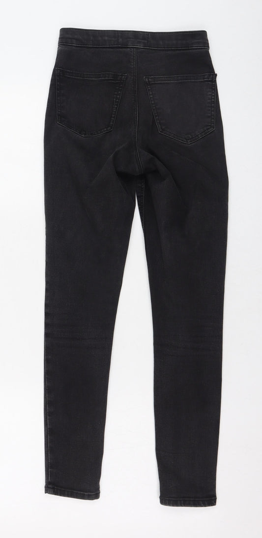 Topshop Womens Black  Cotton Skinny Jeans Size 25 L30 in Regular Zip